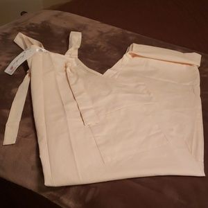 Plus sized peachy cream linen overalls
